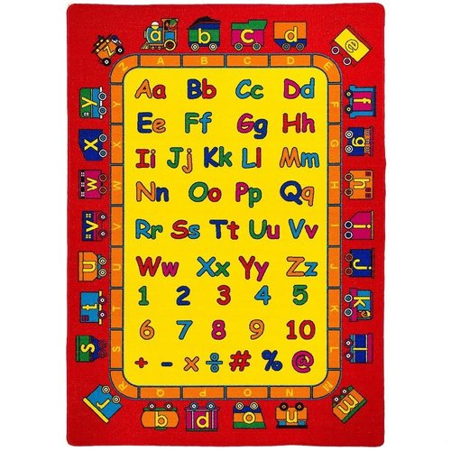 iSavings Kids/Baby Room/Daycare/Classroom/Playroom Area Rug. Alphabet. Numbers. Train. Educational. Fun. Non-Slip Gel Back. Bright Colorful Vibrant Colors (3 Feet X 5 Feet)