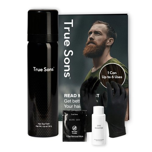 True Sons Hair Dye Foam for Men - Natural Look - Effortless, Multi-Use Dye Kit with Instant Color Booster Applicator, Ammonia-Free Formula For Sensitive Skin, Simpler Hair and Beard Dye (Dark Brown)