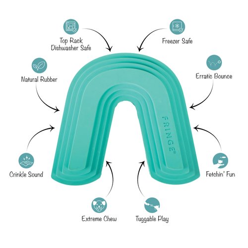 Fringe Studio "Color ME Happy Turquoise Rubber Dog Toy, Pet Shop Collection (518038)