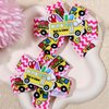 Back to School Hair Bows for Girls Cute Hair Clips School Bows for Girl School Bus Hair Barrettes Red Yellow White Bow Clips for Teacher Ribbon Hair Bow Non-slip Hair Grip Girls Hair Accessories 2Pcs