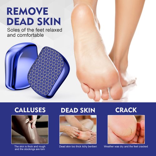 Foot File, Nano Glass Callus Remover, Portable Professional Foot Beauty Care Tool, can be Used for Wet/Dry Cracked feet, Painless Foot File for Dead Skin, Foot calluses, and Foot cuticles - Blue