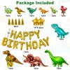 Dinosaur Birthday Party Decorations Supplies, 125Pcs Dinosaur Green Orange Blue Balloons Garland Arch Kit Happy Birthday Dino Foil Balloon Curtain for Kids Boys Dino Jungle Safari Baby Shower Party