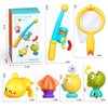 Baby Bath Toys for Kids Ages 1-3, Magnetic Fishing Games with Floating Bathtub Wind-Up Toys & Fishing Net, Fishing Rod Water Pool Toys for Toddlers 1-3