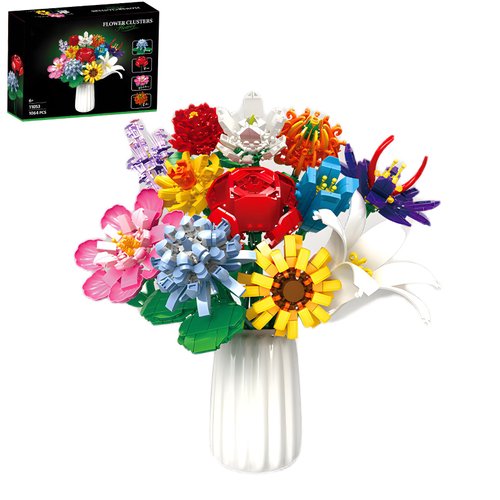 FRSHALOUIS Flower Bouquet Building Sets - DIY Decorative Home Building Blocks Toy, 1064Pcs Birthday Christmas Thanksgiving Valentine’s Day Gift for Girls Adults（No Vase ）