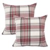 YOUR SMILE Set of 2 Retro Farmhouse Christmas Outdoor/Indoor Buffalo Tartan Chequer Stripe Plaid Cotton Linen Decorative Throw Pillow Case Cushion Cover Pillowcase for Sofa Chair,Red, 22x22inch