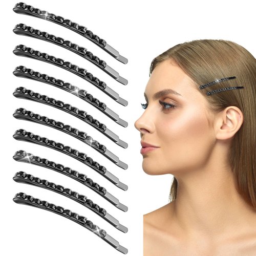 Andibro 20Pcs Women Black Rhinestone Bobby Pins, Shiny Crystal Diamond Hair Clips Metal Hair Accessories Barrettes for Daily Use Parties Prom Bridal Wedding