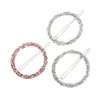 3pcs Rhinestone Bridal Hair Clip,Wedding Metal Hair Pins, Round Circle Hair Clips Bobby Pin Ponytail Holder Hair Accessories for Women