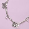 JWICOS Silver Necklace for Women and Girls Butterflies and Rhinestones Pendant Chunky Chain Miami Cuban Link Chain One Layered Choker for Women (Silver)