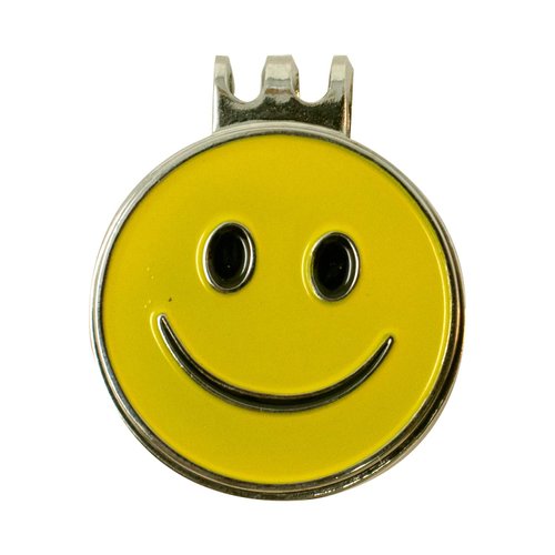 DA VINCI Magnetic Golf Hat Clip with 1 Inch Embossed Metal Golf Ball Marker (Smiley Face)