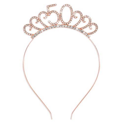 CIEHER 50th Birthday Decorations for Women 50th Birthday Headband 50 Birthday Tiara 50th Birthday Gifts Women
