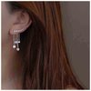 Yheakne Boho Star Ear Jacket Earrings Silver Cz Star Ear Climber Earrings Crystal Chain Tassel Earrings Crystal Ear Crawler Long Chain Earrings Jewelry for Women Gifts (Silver)