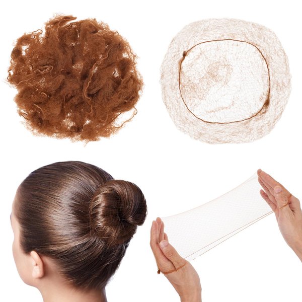 Nogeqi 100pcs Elasticity Hair Nets for Buns,Invisible Hairnets for Women and Man,Hairnets for Foodservice,Mesh Nylon Bun Hair Net for Food Service and Ballet,Dance Competition Must Haves(Brown)