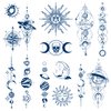 PADOUN Space Semi Permanent Tattoo, 6-Sheet Long Lasting 1-2 Weeks Temporary Tattoos Universe Sun Moon Stars Tattoo Stickers, Waterproof 100% Plant-Based Ink Infinity Realistic Fake Tattoos for