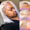 Msviki Silver Grey Bob Lace Front Wig Human Hair Pre Plucked With Baby Hair 13x4 Frontal Lace Wig HD Transparent Lace Wigs For Women Brazilian Hair 10inch 180% Density