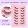 Natural Lashes False Eyelashes 15mm Wispy Eyelashes with Thin Band 3D Volume False Lashes Soft Strip Lashes Pack C Curl Natural Eyelashes Fake Lashes 7 Pair EVENTILL