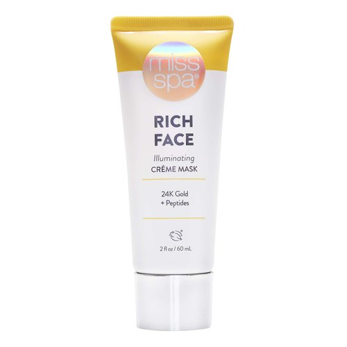 MISS SPA Crème Face Mask for Women, 24K Gold + Peptides Face Cream Mask, For Fine Lines and Wrinkles, Face Mask for Glowing Skin, Hydrating, Anti-Aging, 2 Oz.