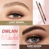 DMLNN Microblading Eyebrow Pen, Dual-Ended Eyebrow pencil with 3-Fork-Tip Applicator and Precise Brush-Tip for Hair-Like Effect, Waterproof and Long Lasting 2-in-1 Brow Pencil, Light Brown