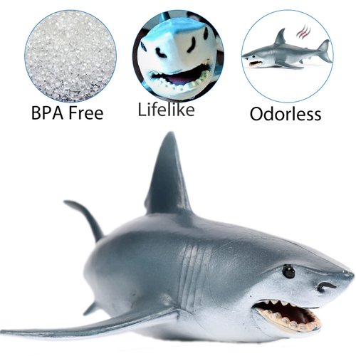 EOIVSH Sea Animal Shark Toys, Realistic Ocean Animal Blue Shark Figure Party Supplies Cake Topper Educational Marine Toys for Kids