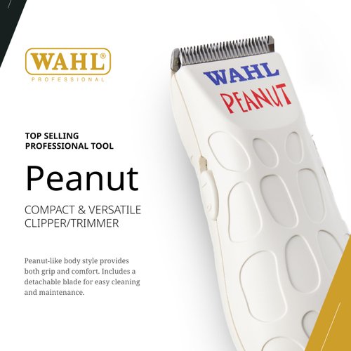 Wahl Professional - Peanut - Professional Beard Trimmer and Hair Clipper Kit - Adjustable Hair Cutting Tool with 4 Guide Combs - White