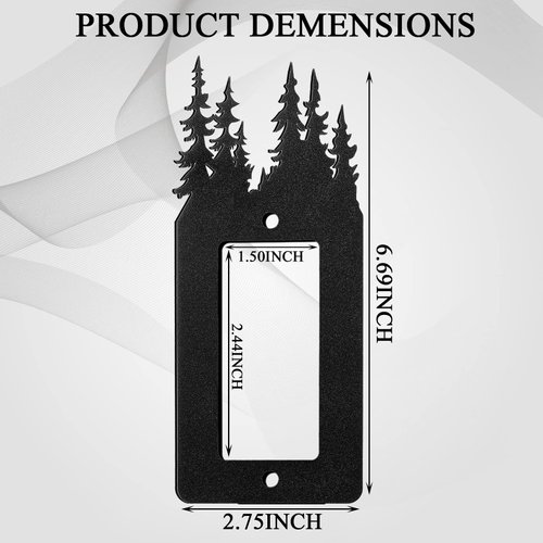 Lothee 6 Pcs Metal Bear Light Switch Cover Plate Moose Tree Mountain Elk Outlet Cover Forest Outlet Switch Plate Toggle Outlet Wall Cover for Home(Single Flat Switch,2.75 x 6.69 Inch)