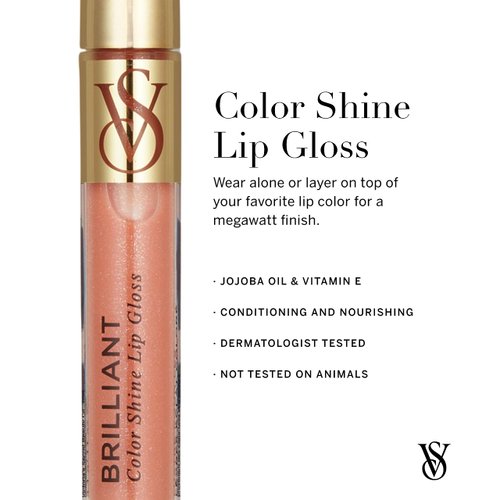 Victoria's Secret Color Shine Lip Gloss in Brilliant, Nourishing Lip Gloss for Women with Jojoba Oil & Vitamin E, Color Gloss