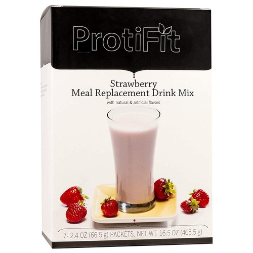 PROTIFIT - Very High Protein Meal Replacement Drink Mix, 35g Protein, Low Calorie, Low Fat, Essential Vitamins and Minerals, Ideal Protein Compatible, 7 Servings Per Box (Strawberry)