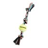 Mammoth Flossy Chews Color 3 Knot Tug w/Mini Tennis Ball – Premium Cotton-Poly Tug Toy for Dogs – Interactive – Rope Dog Toy for Small Dogs - Mini 11”