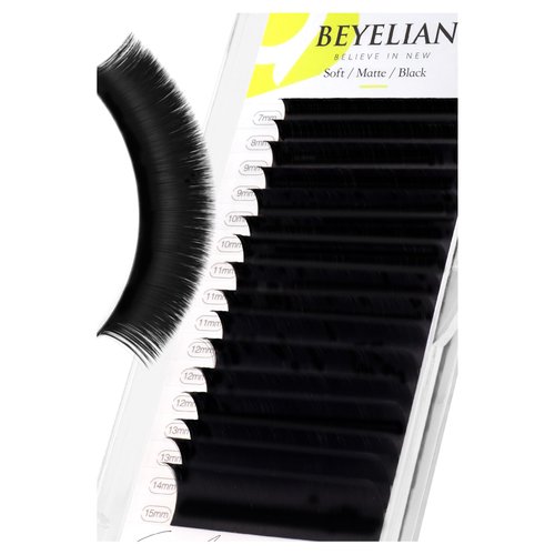 BEYELIAN Volume Lash Extensions, 0.05 C Curl 7-15mm Mixed 16 Rows Tray, Soft Matte Black Eyelash Extensions Volume Lashes Extension Professional Eyelashes Extension Salon Use