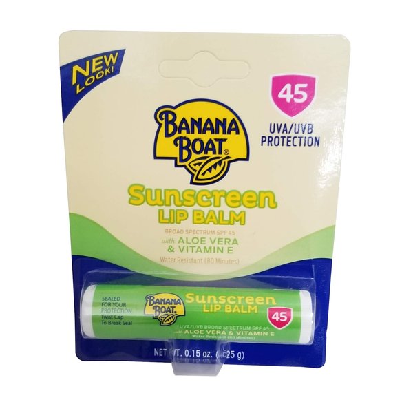Banana Boat Aloe Vera Vitamin E Lip Balm SPF 45-0.15 oz (Pack of 5)