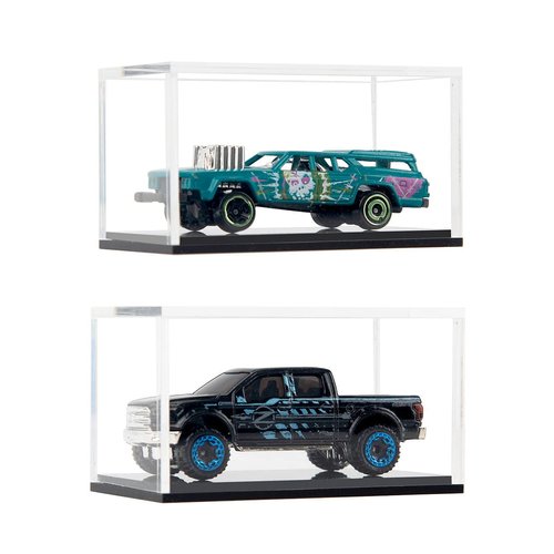 2 Pack Clear Acrylic Hot Wheels Display Case Hotwheels Matchbox 1/64 Scale Toy Model Cars Display Case UV Protect Storage Collectors