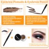 Comkrivy Eyebrow Stamp Stencil Kit, 48 PCS Eyebrow Stencils in 2 Sizes With Long Lasting Waterproof Eyebrow Pomade&Eyebrow Pencil and 3 Eyebrow Tools, Eyebrow Stencil Kits for Beginners Women. (Brown)