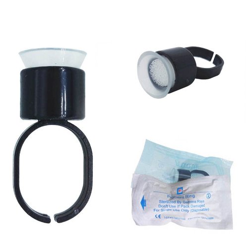 CHOOSE-IT 100 pcs Microblading Supplies Pigment Glue Ink Caps With Sponge Ink Cups Caps Permanent Makeup Tattoo Ink Eyelash Extensions Holder (Black Color)