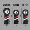 Majek Retro Golf Headcovers Black Red and White Vintage Leather Style 1 3 5 Driver and Fairway Head Covers Fits 460cc Drivers Classic Look