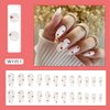 24Pcs Valentine's Day Milky White Press on Nails Medium Almond Fake Nails with Red Heart Design False Nails Valentines Day Cute Acrylic Stick Glue on Nails for Women Girlfriend Gift
