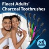 Charcoal Toothbrush 6 Pack, Natural Teeth Whitening Solution - Ultra Soft Tooth Brush - Gentle, Slim Brush Head - Black Toothbrushes for Adults Working Great with Activated Charcoal Toothpaste