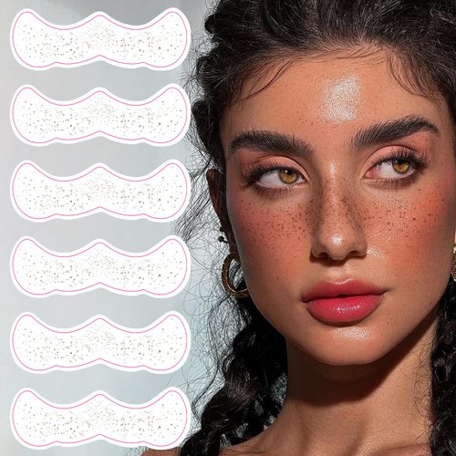 6Pcs Gold Freckles Face Tattoos Glitter Face Tattoos Makeup Speckles Glow Up Face Tattoos Glitter Makeup Face Temporary Tattoos Sparkle Freckles Face Tattoos Gold Face Makeup Glitter for Concert