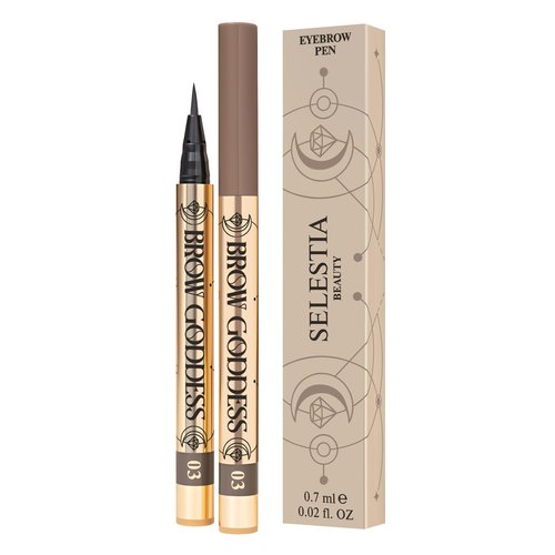 SELESTIA BEAUTY Eyebrow Pen Brow Goddess - High-Pigmented & Waterproof Brow Pen - Easy to Use Brow Definer - Lightweight Texture - 0.02 oz (Bastet)
