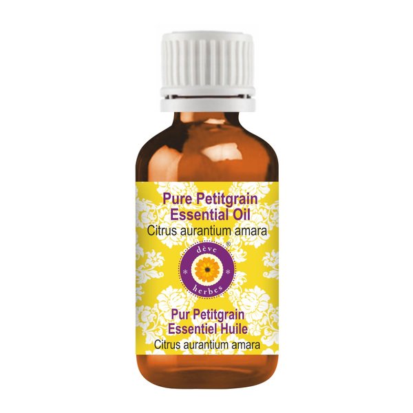 Deve Herbes Pure Petitgrain Essential Oil (Citrus aurantium Amara) Steam Distilled 10ml (0.33 oz)