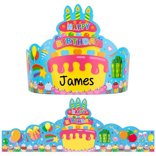 TENDFINE 36 Pack Birthday Crowns for Kids Colorful Paper Party Hats Birthday Crown Set for Teachers Students Classroom