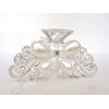 Generic Silver metal butterfly faux pearl and clear crystal hair claw clip bridal clip