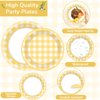 96Pcs Yellow Gingham Party Supplies Yellow Plaid Bachelorette Paper Plates and Napkins Yellow and White Gingham Birthday Party Decorations Tableware Set Plaid Party Favors Baby Shower for 24 Guests