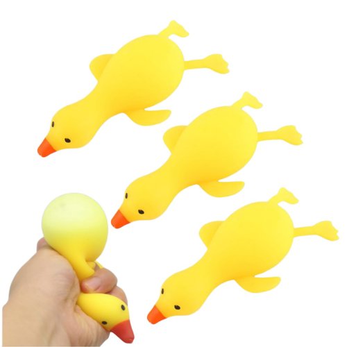 Dhjrefhhd 1Pcs Stress Squeeze Toy Stress Relief Rainbow Duck Hand Fidget Sensory Toy Office Desk Squishy Duck Birthday Goodie Bags Party Favors (Yellow)