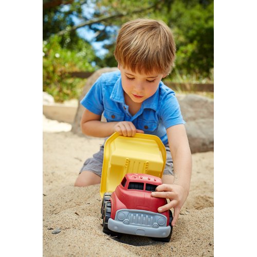 Green Toys Dump Truck, Red/Yellow CB - Pretend Play, Motor Skills, Kids Toy Vehicle. No BPA, phthalates, PVC. Dishwasher Safe, Recycled Plastic, Made in USA.