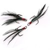 Fishing Round Bend Treble Hooks Black Nickel Hooks with Feather Dressed Fish Baits Tackle Accessory Size 6 50pcs