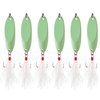 Fishing Spoons Lures Spoons Metal Jigs - 6PCS Luminescent Saltwater Jigging Bait Spoon with Treble Hook Hard Micro Bass Walleyes Trout Salmon Baits 0.18oz