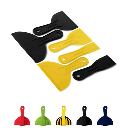 Bates- Plastic Putty Knife, 6 Pack, Black & Yellow, Plastic Paint Scraper, Plastic Scraper Tool, Putty Knife Set, Plastic Spreader, Spackle Tool, Plastic Putty Knife Scraper, Putty Scraper
