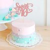 Gyufise 1Pc Sweet Teenager 16 Cake Topper Glitter 16th Birthday Cake Pick for Cheers to 16 Years Old 16th Birthday Party Cake Decorations Supplies Rose Gold