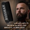 Bossman Beard Brush for Men - Hand Held Boar & Nylon Bristle Brush - Detangling Brush for Beard and Hair Care