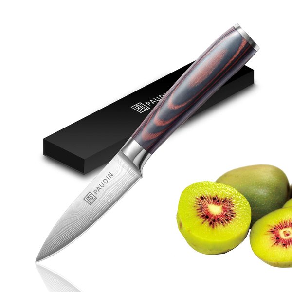 PAUDIN Paring Knife 3.5 Inch, Small Kitchen Knife, High Carbon Stainless Steel Fruit Knife, Ultra Sharp Knife for Cutting and Peeling, Ergonomic Pakkawood Handle