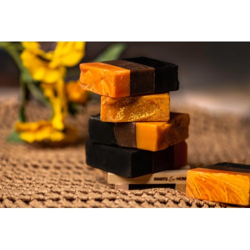 ROOTS AND HERBS Ayurvedic Bar Soap Natural Treatment 100% Vegan No Paraben No Sls No Sulphate Luscious Murumuru Butter, Cinnamon And Blood Orange (Cold Process Gourmet Cleansing Body) Soap